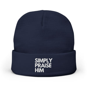 Simply Praise Him Embroidered Knit Beanie