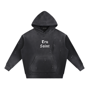 Tru Saint Washed and Frayed Moon Man Hoodie