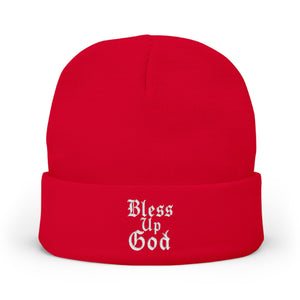 Bless Up God Old English Knit Beanie