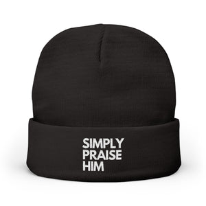 Simply Praise Him Embroidered Knit Beanie