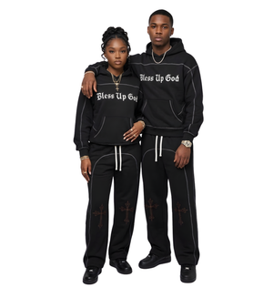 Bless Up God Cross Fleece Sweat Pants