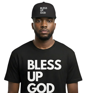 Bless Up God Signature Embroidered Flat Bill Snapback