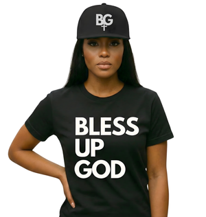 Bless Up God Cross Premium Embroidered Flat Bill Snapback