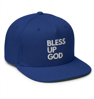 Bless Up God Signature Embroidered Flat Bill Snapback