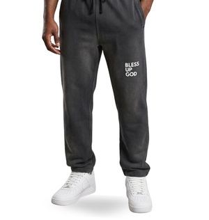 Bless Up God Faded Straight Leg Sweat Pants