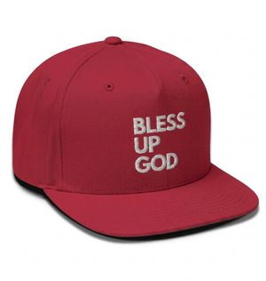Bless Up God Signature Embroidered Flat Bill Snapback