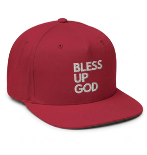 Bless Up God Signature Embroidered Flat Bill Snapback