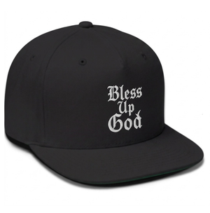 Bless Up God Old English Flat Bill Snapback