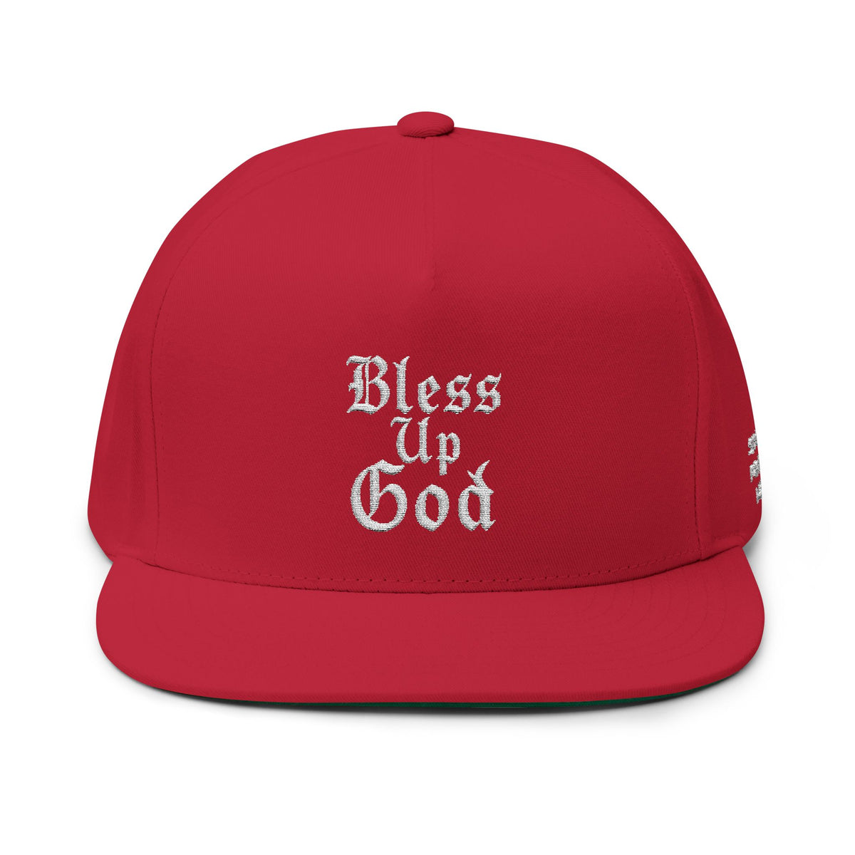 Bless Up God Old English Flat Bill Snapback