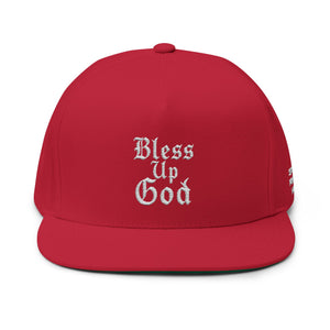 Bless Up God Old English Flat Bill Snapback