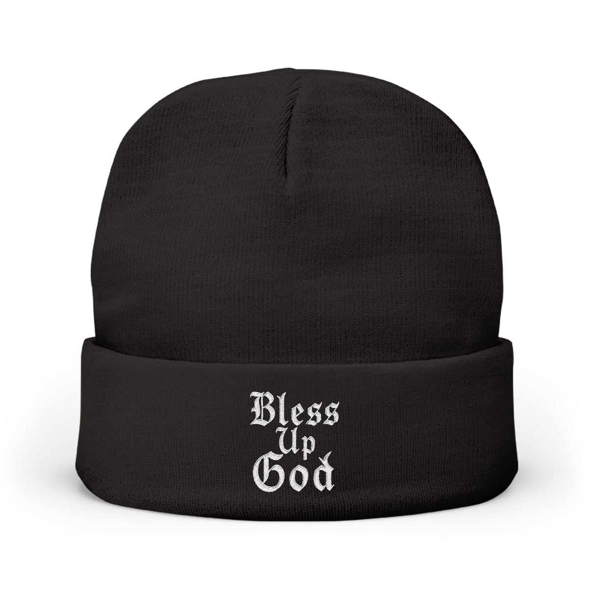 Bless Up God Old English Knit Beanie