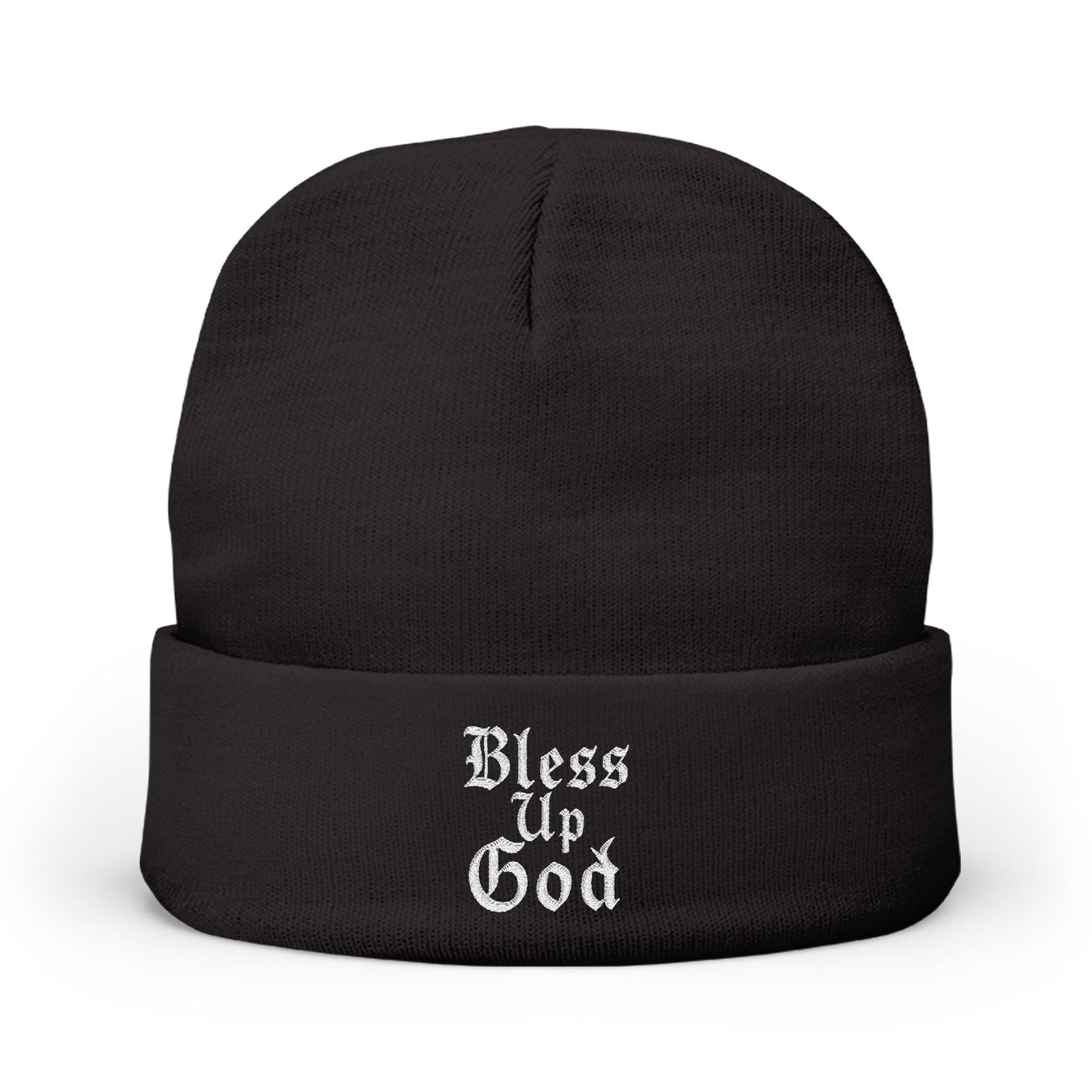 Bless Up God Old English Knit Beanie