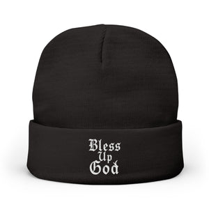 Bless Up God Old English Knit Beanie