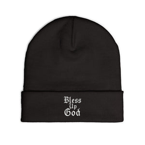 Bless Up God Old English Knit Beanie