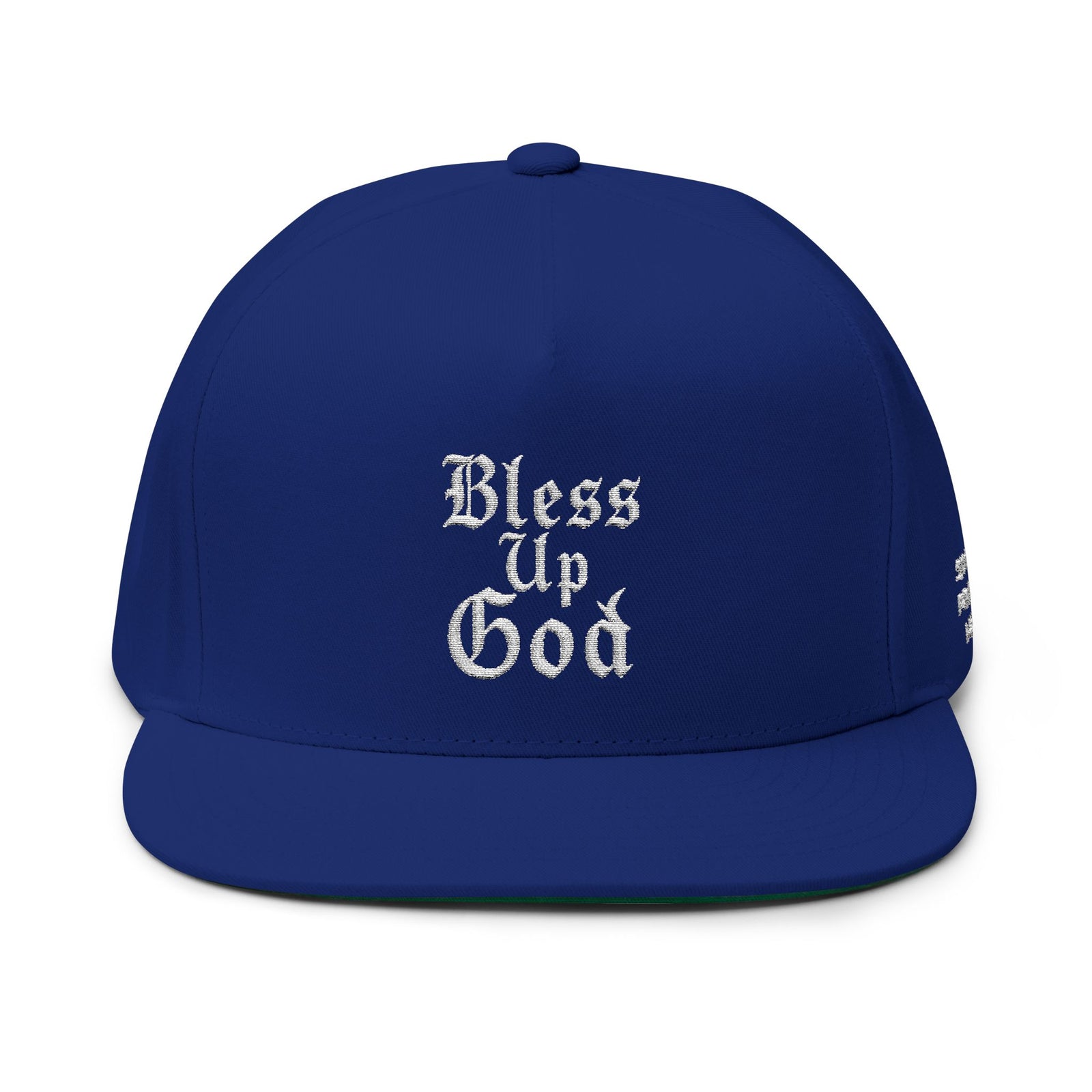 Bless Up God Old English Flat Bill Snapback