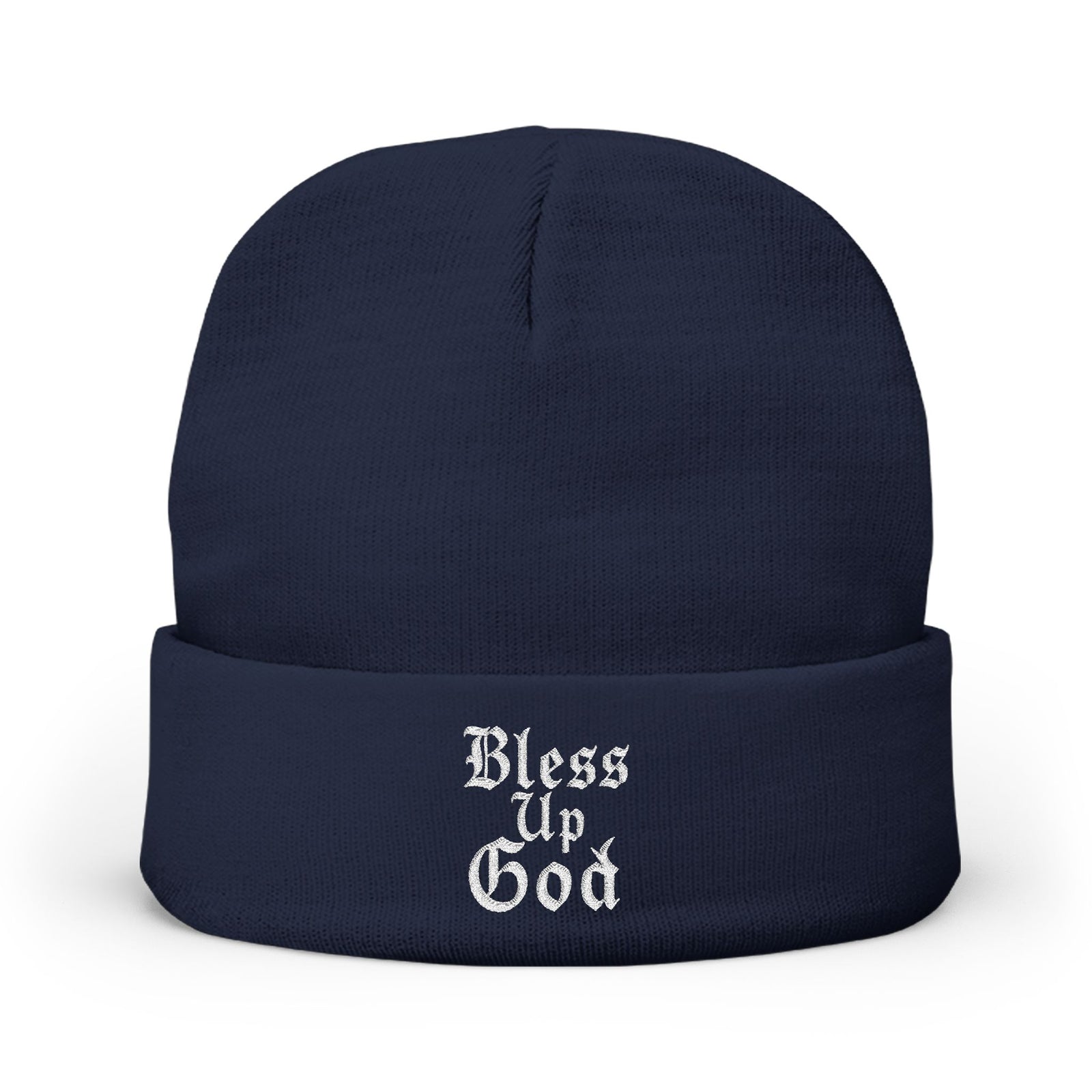 Bless Up God Old English Knit Beanie