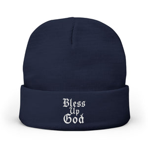 Bless Up God Old English Knit Beanie