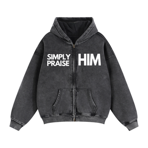 Simply Praise Him Oversized Zip Hoodie