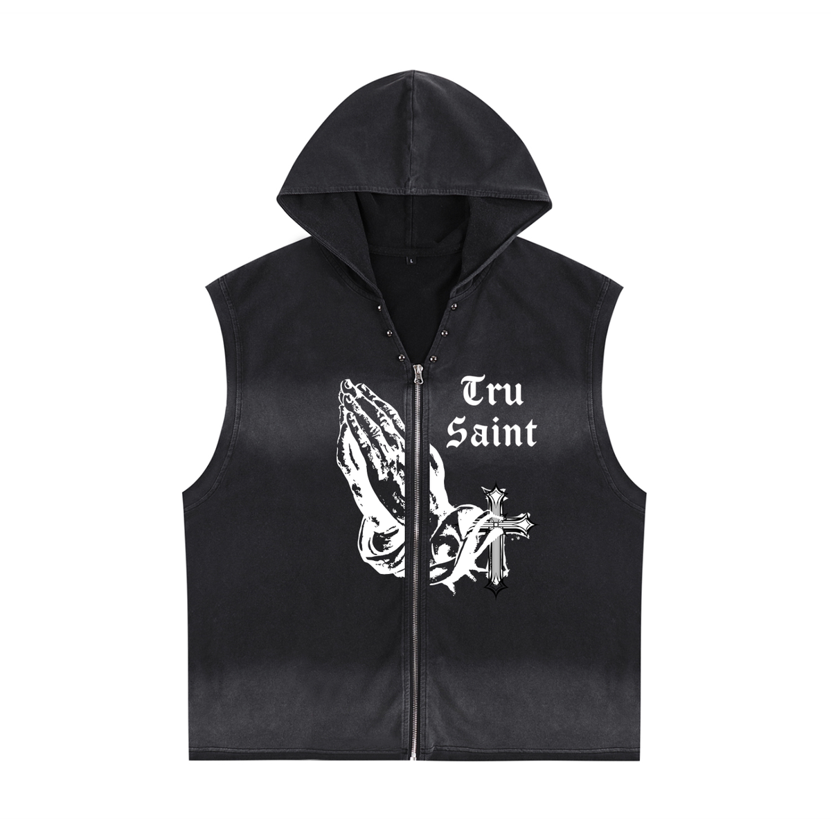 Tru Saint Vintage Washed Zip-Up Hooded Tank Top