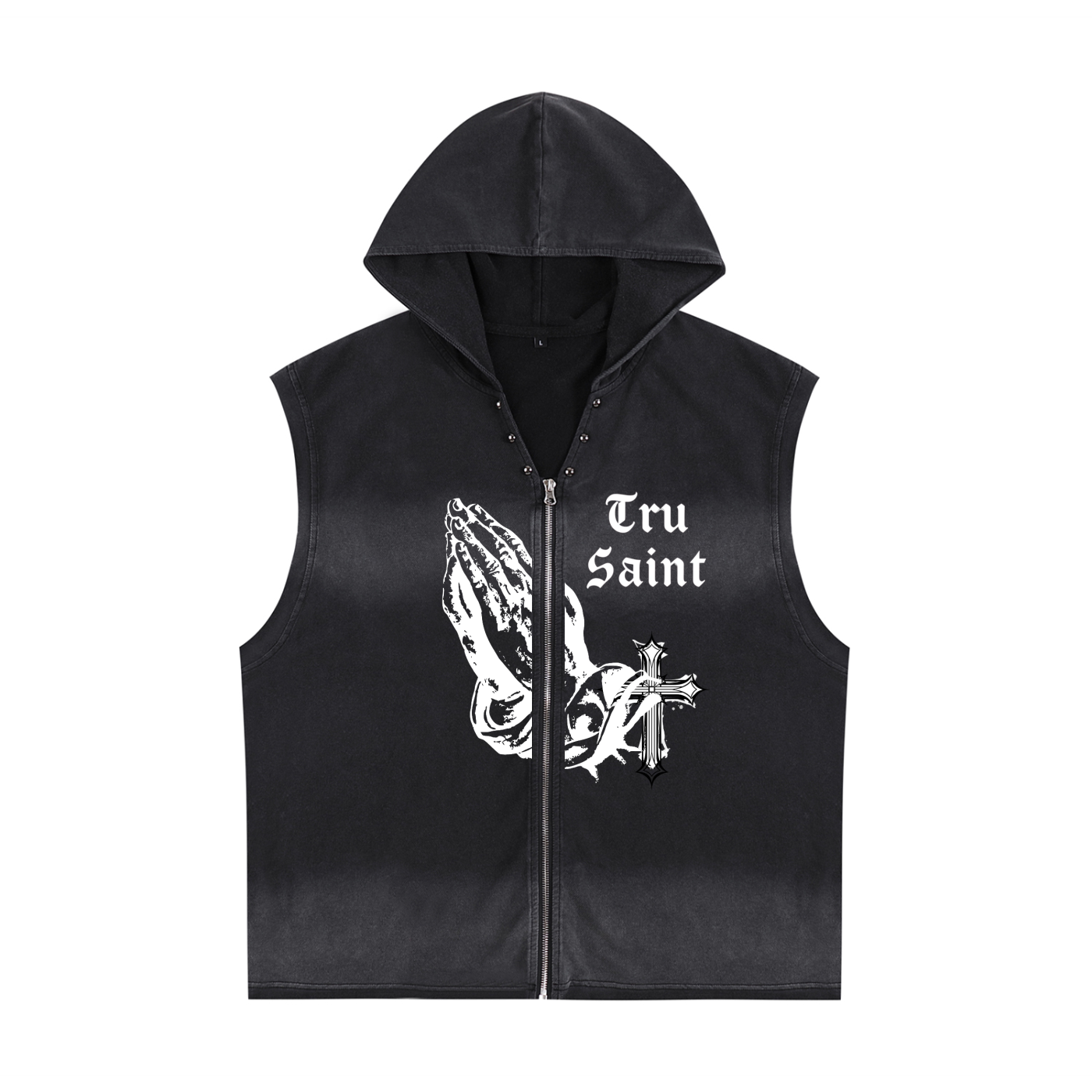 Tru Saint Vintage Washed Zip-Up Hooded Tank Top
