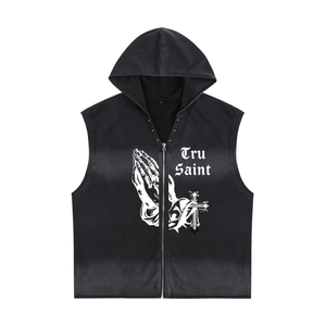 Tru Saint Vintage Washed Zip-Up Hooded Tank Top