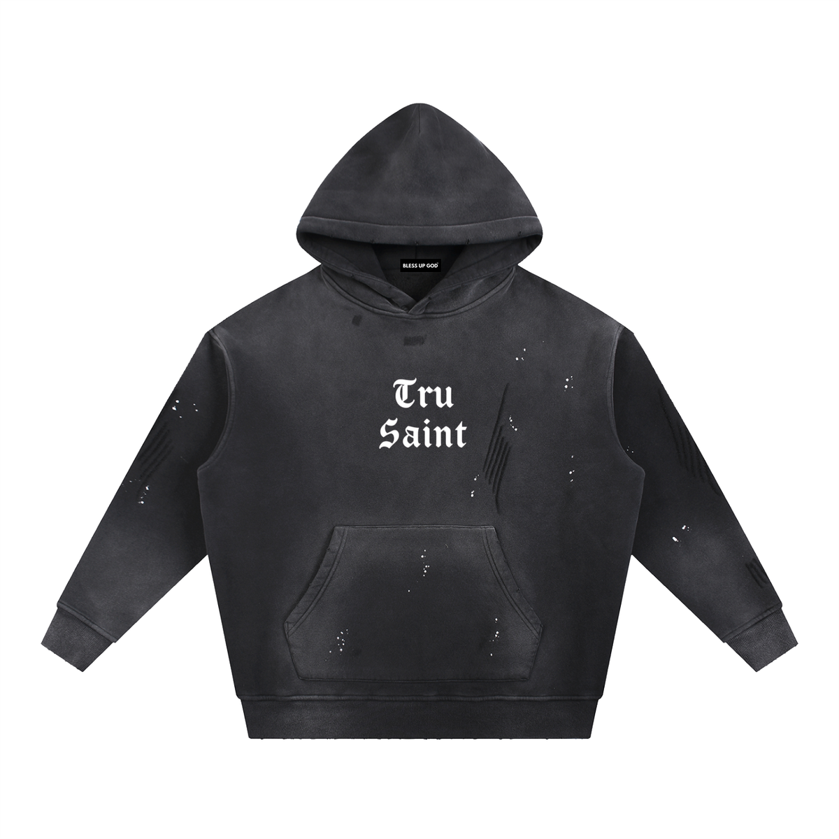 Tru Saint Washed and Frayed Moon Man Hoodie