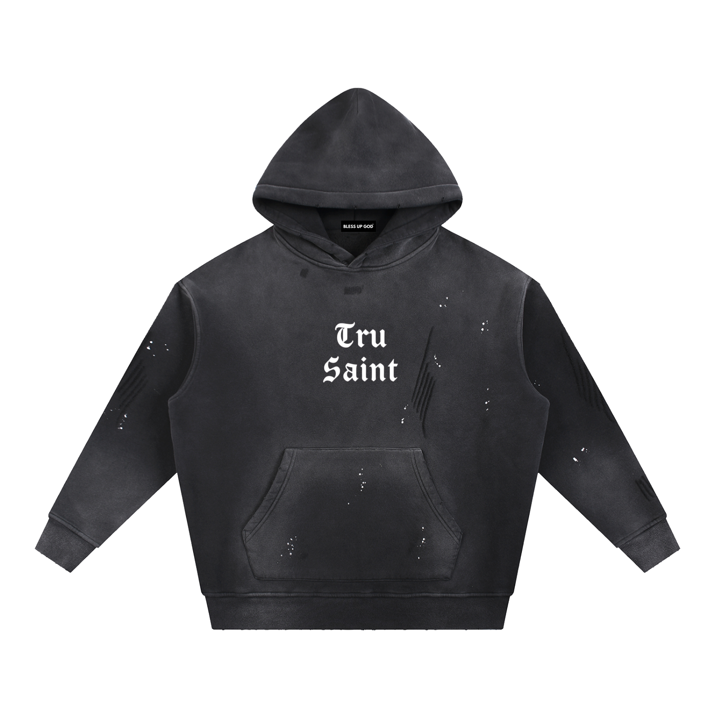Tru Saint Washed and Frayed Moon Man Hoodie