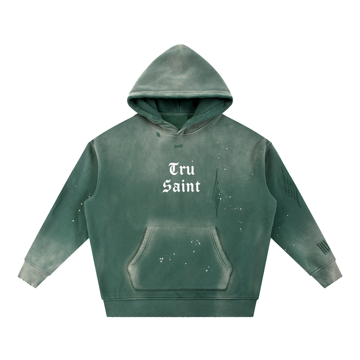 Tru Saint Washed and Frayed Moon Man Hoodie