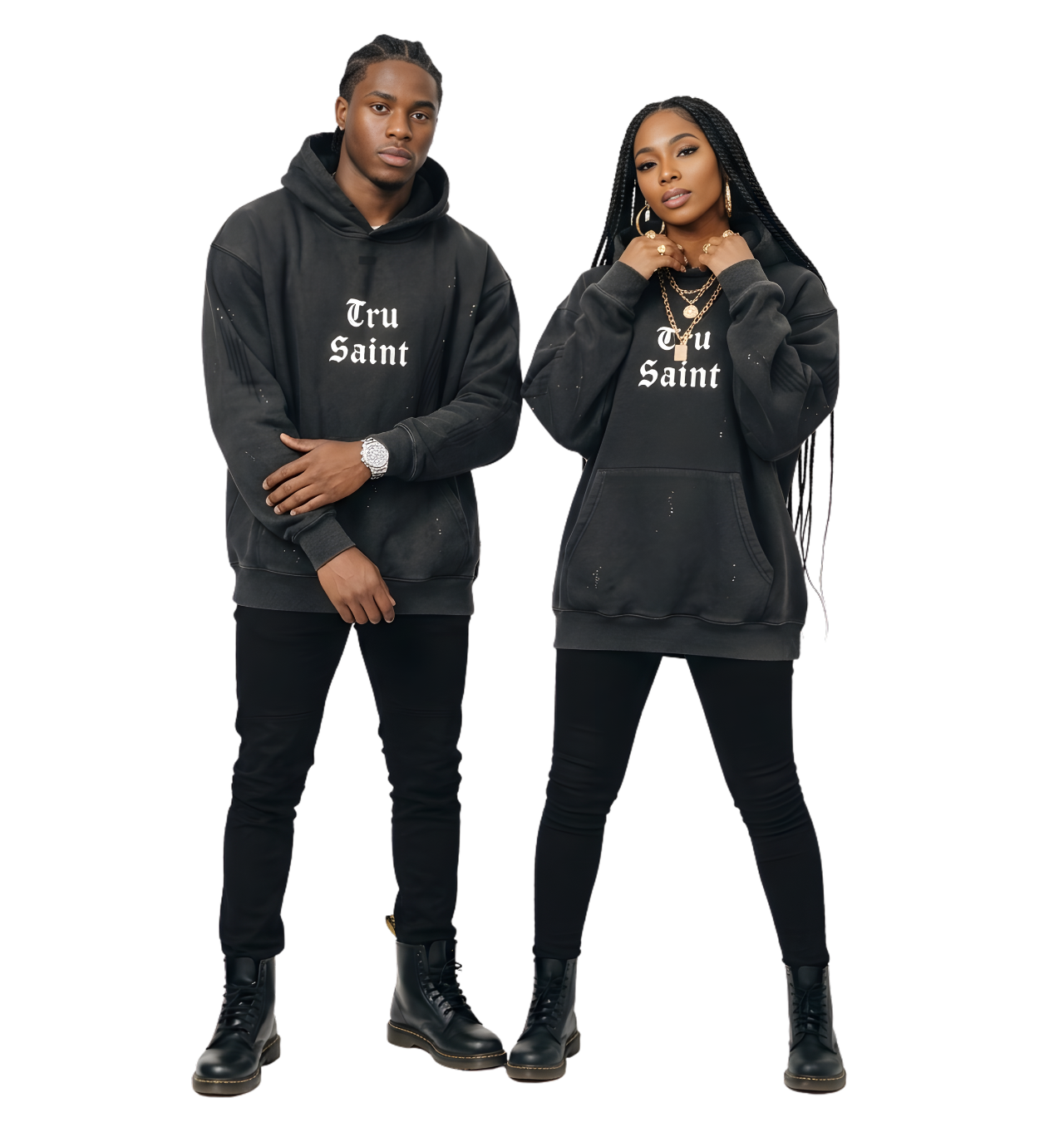 Tru Saint Washed and Frayed Moon Man Hoodie