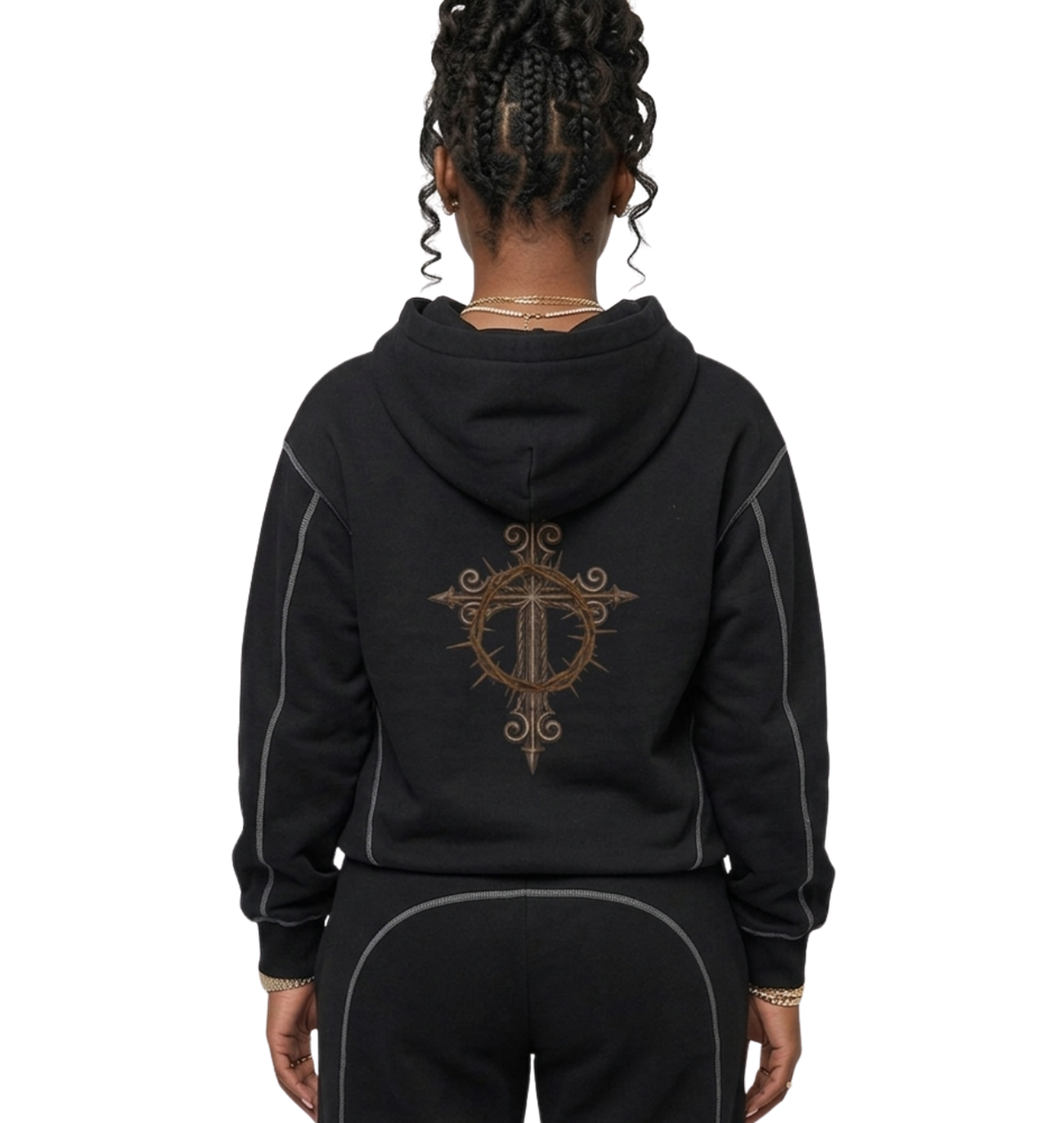 Bless Up God Cross Fleece Hoodie