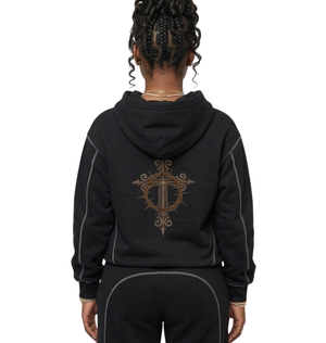 Bless Up God Cross Fleece Hoodie
