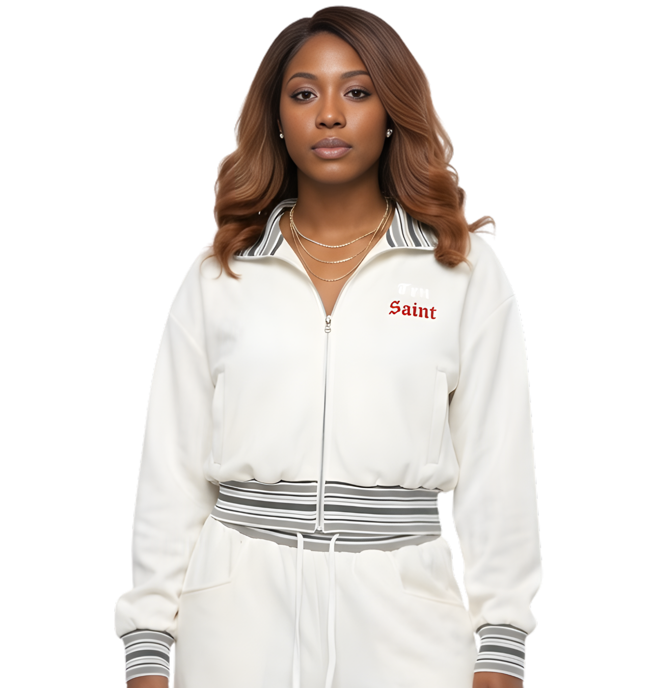 Women's Tru Saint Striped Collar Jacket