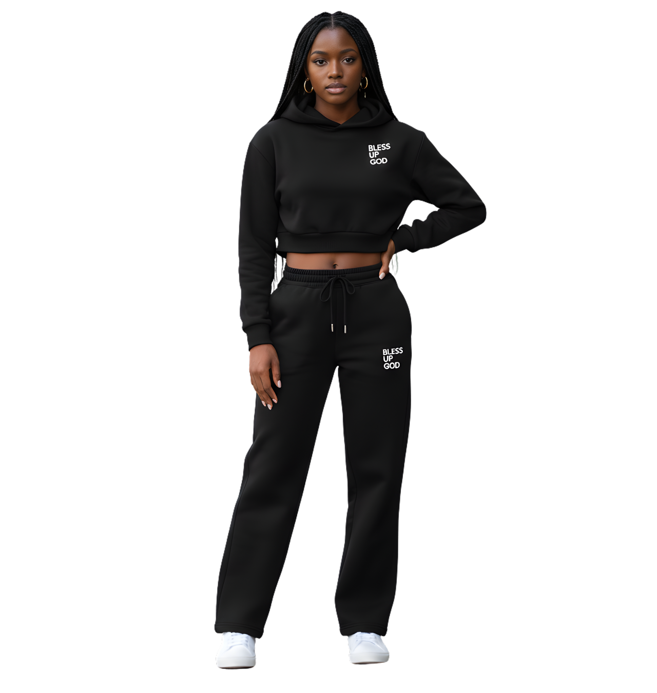 Women's Bless Up God Cropped Hoodie
