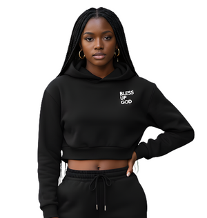 Women's Bless Up God Cropped Hoodie