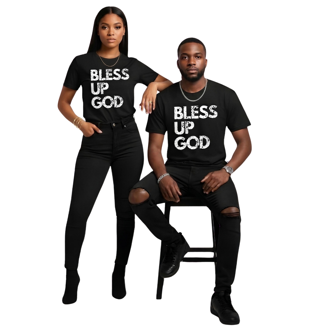 Bless Up God Signature Distressed Unisex Tee