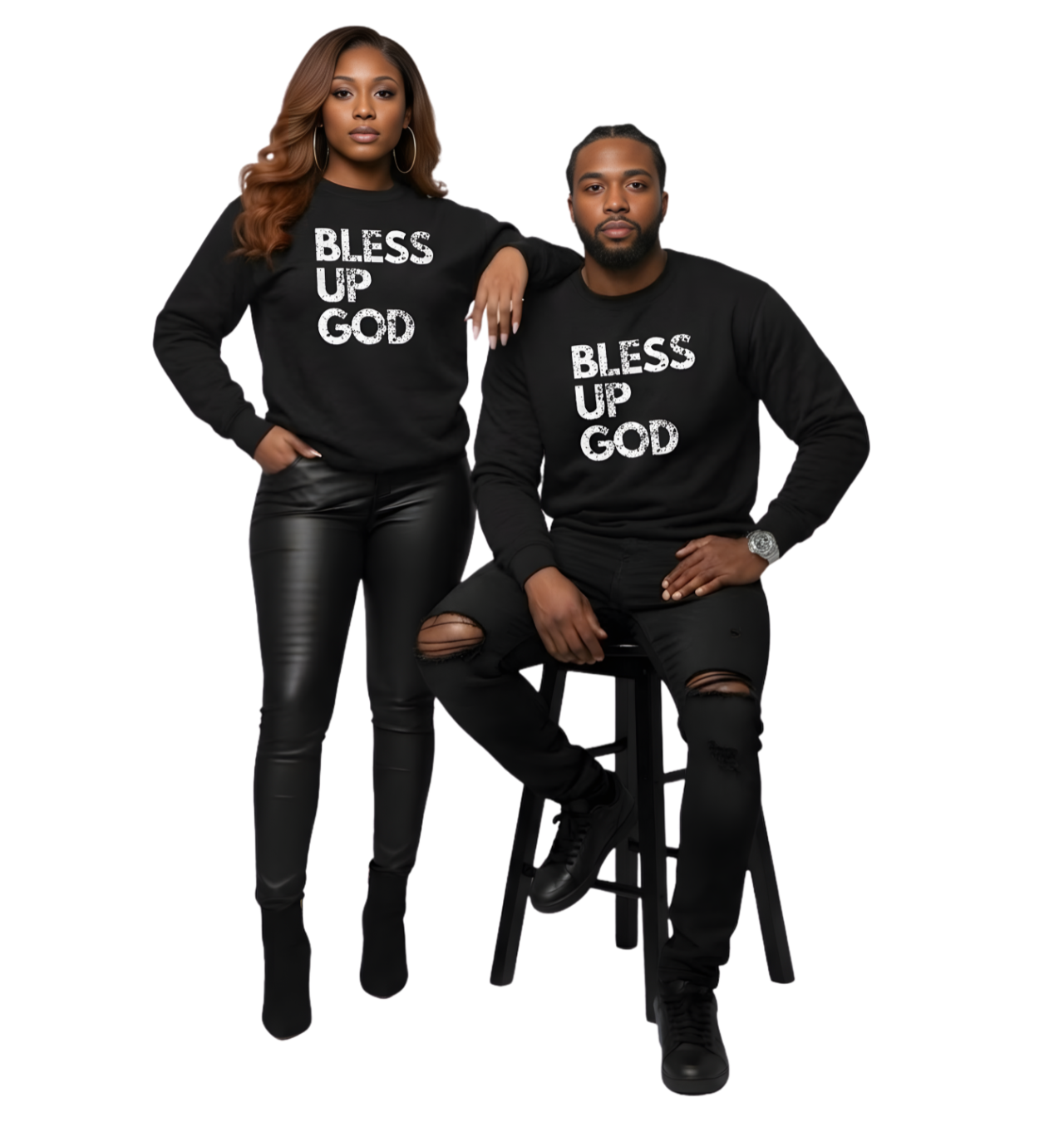 Bless Up God Signature Distressed Unisex Crewneck Sweatshirt