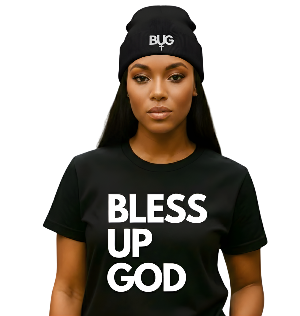 Bless Up God BUG Knit Embroidered Beanie