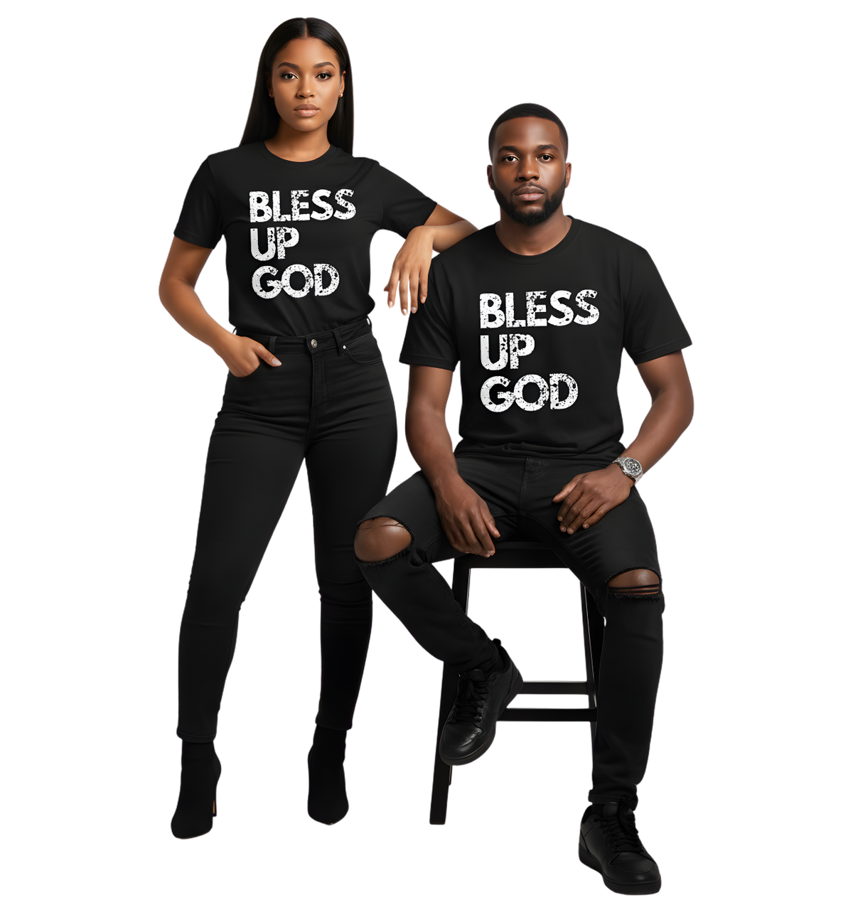 Bless Up God Premium Distressed Unisex Tee