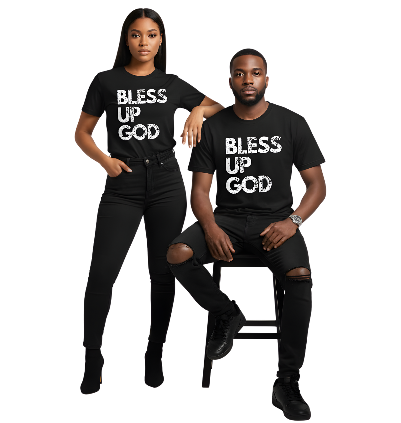 Bless Up God Premium Distressed Unisex Tee