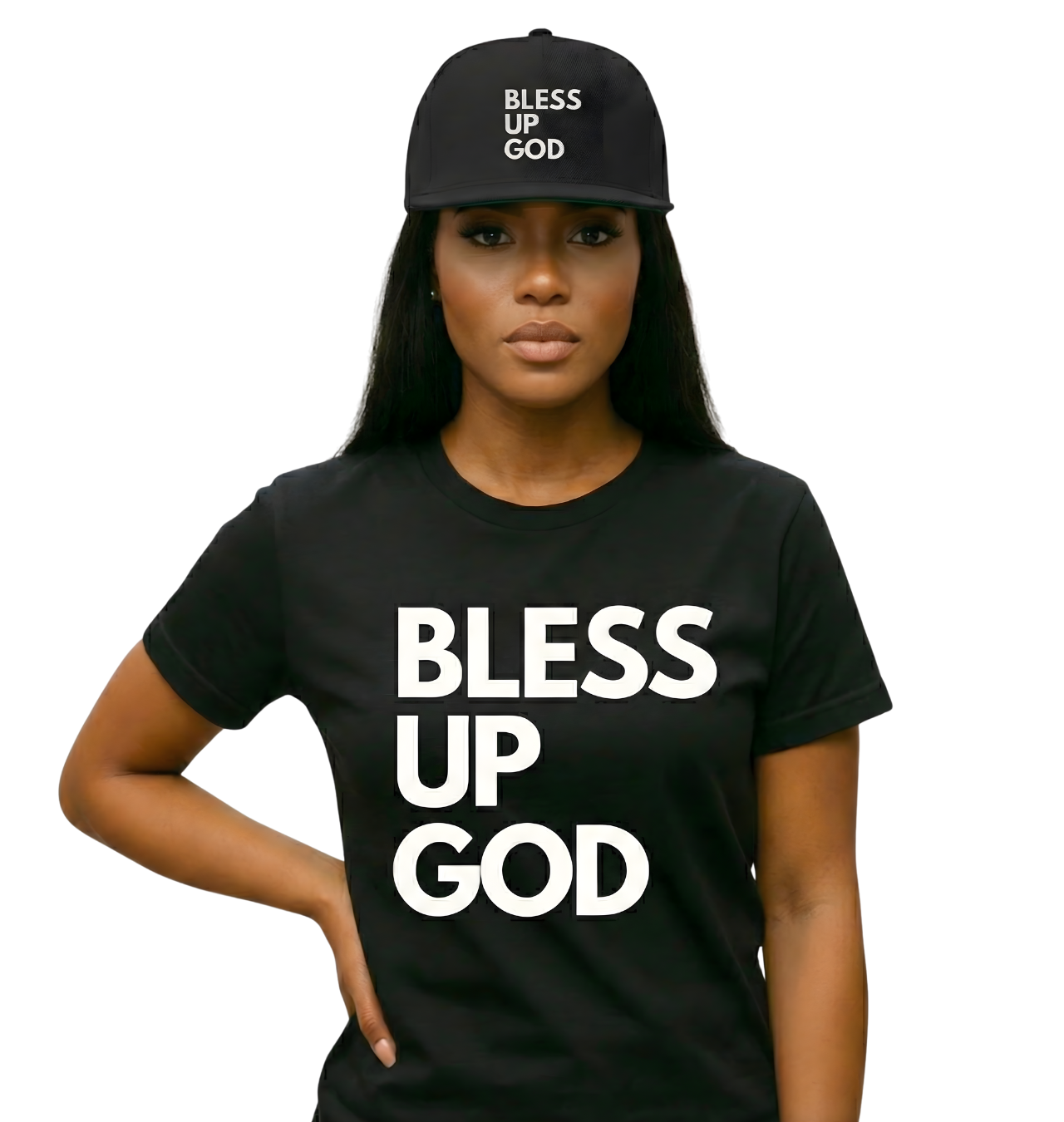 Bless Up God Signature Embroidered Flat Bill Snapback
