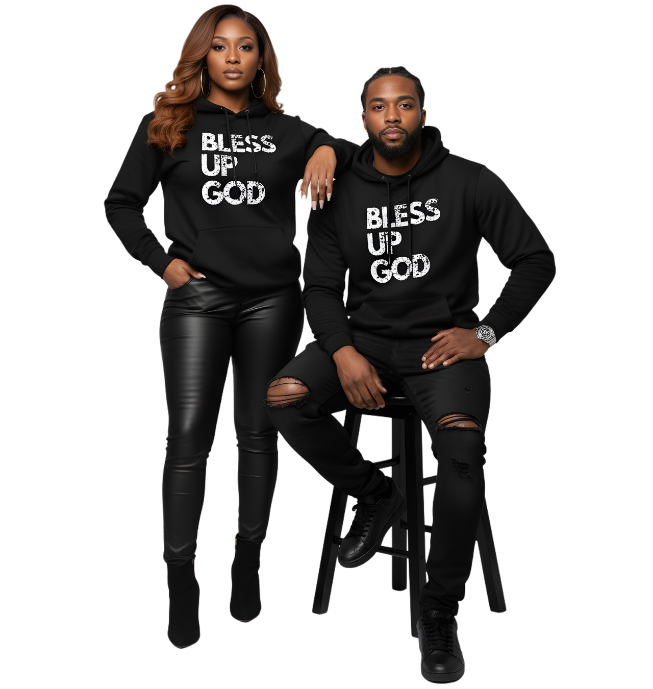 Bless Up God Distressed Premium Unisex Hoodie