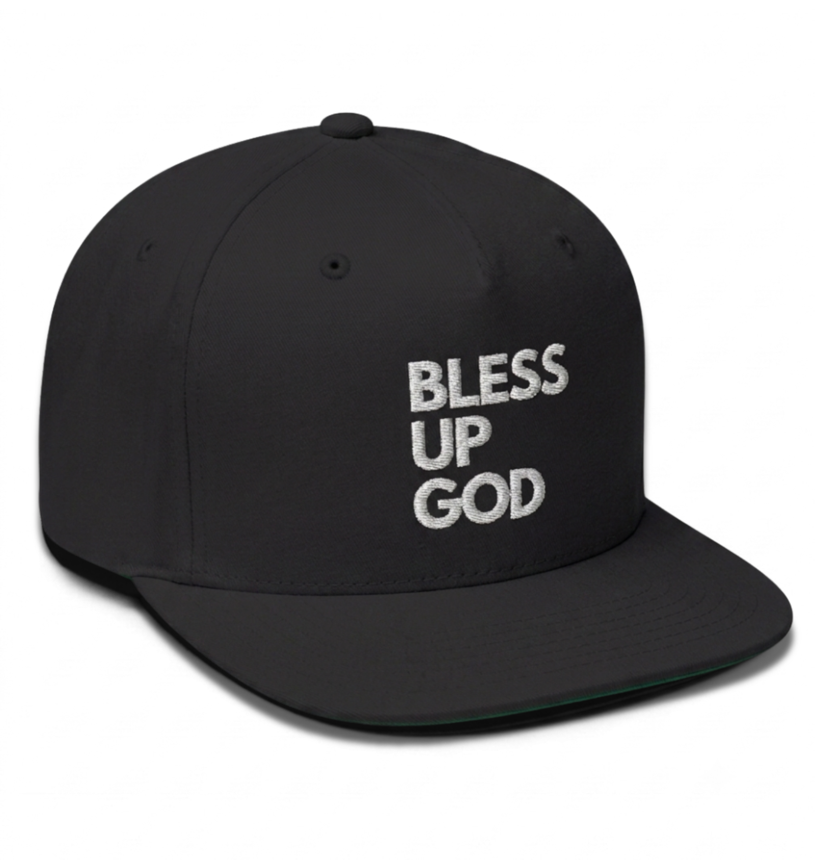 Bless Up God Signature Embroidered Flat Bill Snapback