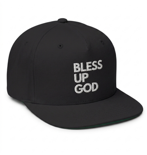 Bless Up God Signature Embroidered Flat Bill Snapback