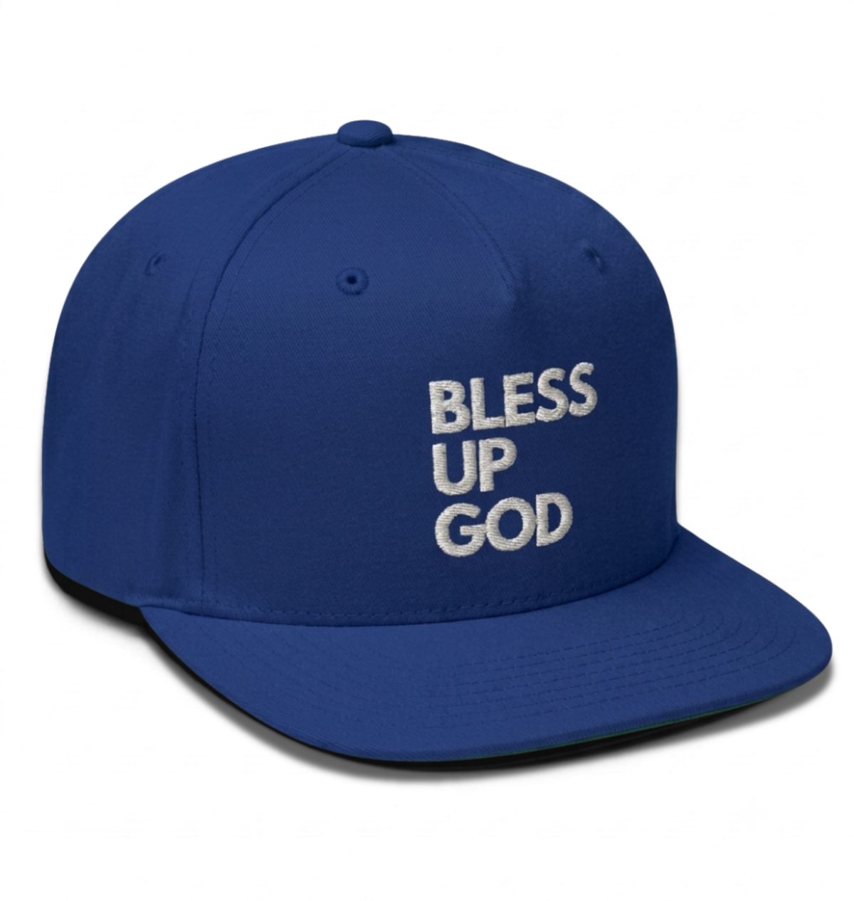 Bless Up God Signature Embroidered Flat Bill Snapback