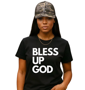 Bless Up God Embroidered Camouflage Trucker Hat