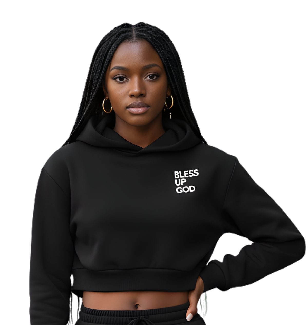 Women's Bless Up God Cropped Hoodie