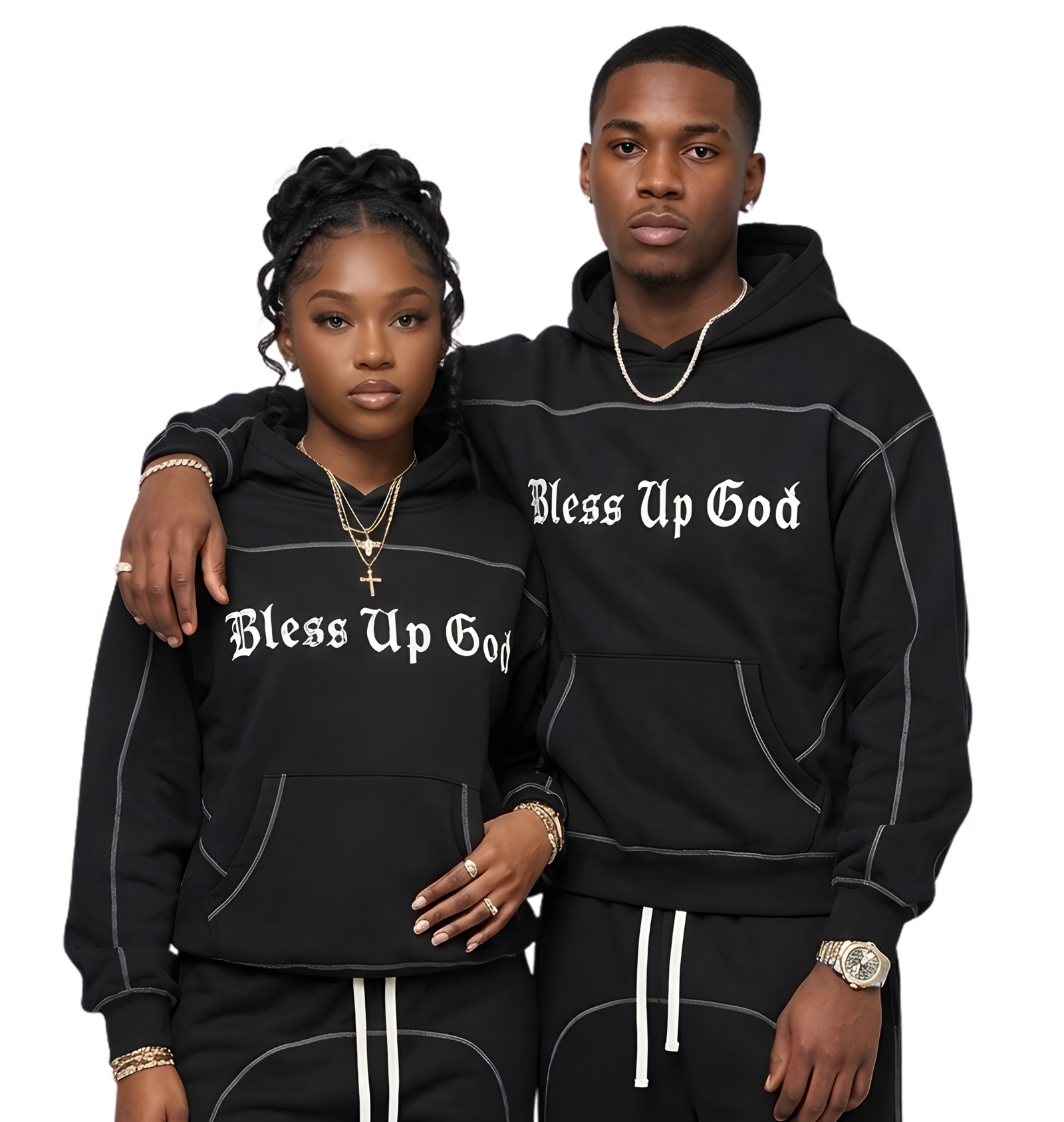 Bless Up God Cross Fleece Hoodie