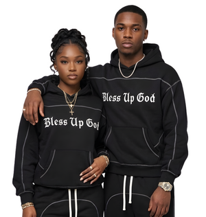 Bless Up God Cross Fleece Hoodie