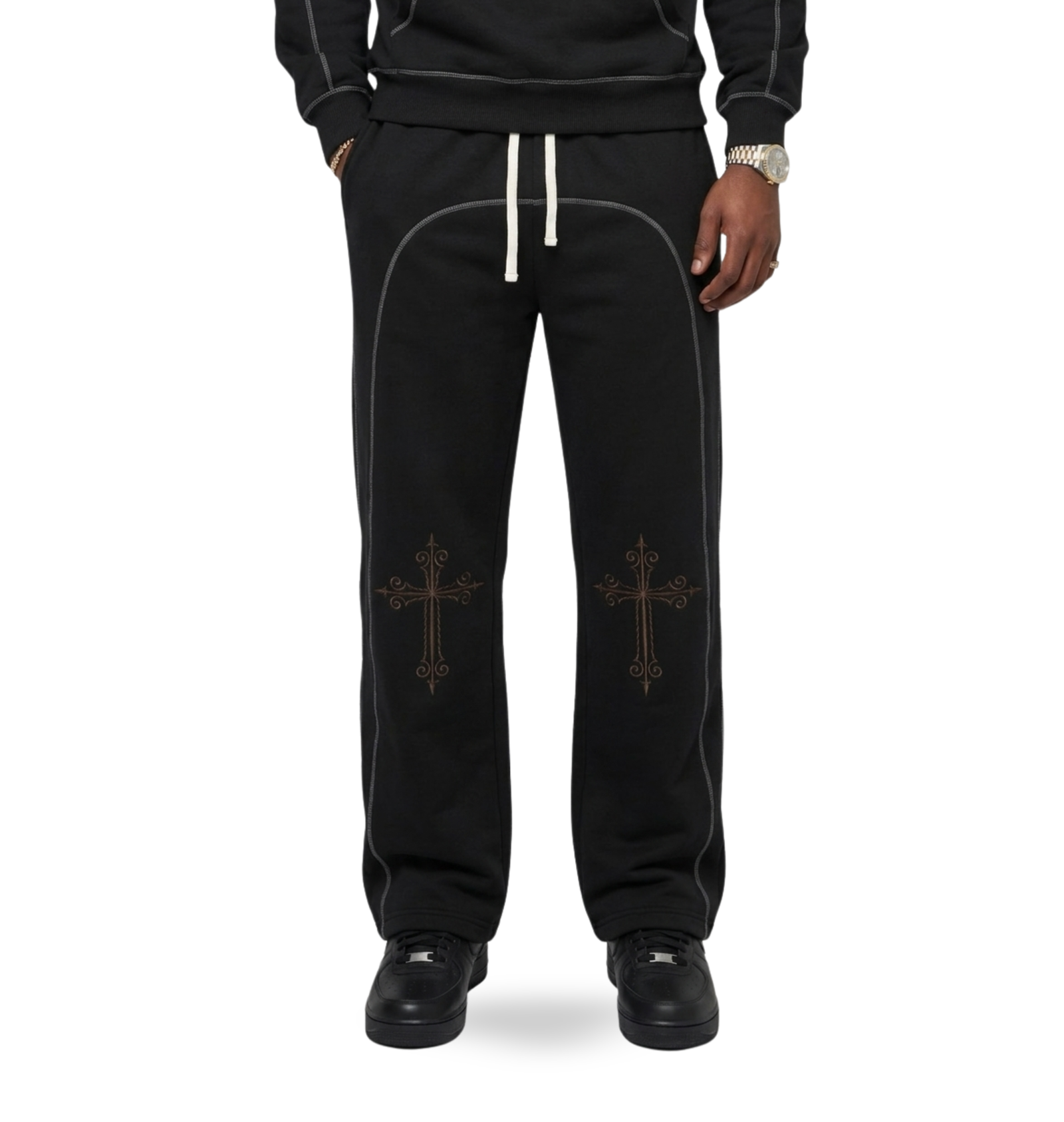 Bless Up God Cross Fleece Sweat Pants