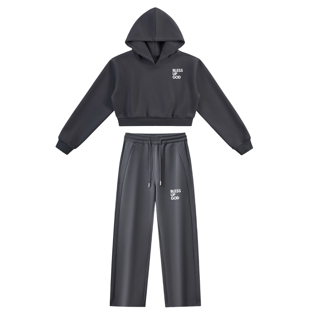 Women's Bless Up God Lounge Set - Charcoal Gray